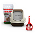 PeeWee kattenbak Startpakket EcoHûs Bruin/Ivoor