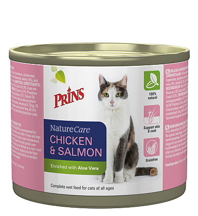 Prins kattenvoer NatureCare kip & zalm 200 gr