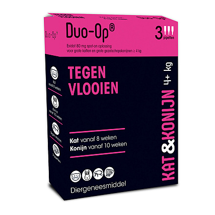 Duo-Op Kat & Konijn<br> 80 mg vanaf 4 kg<br> 3 Pipetten