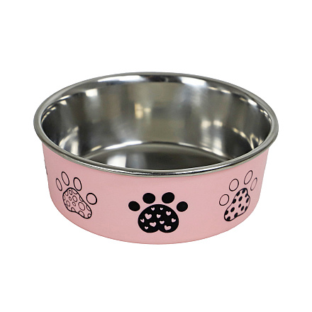 Voer- en Drinkbak Pawprint Roze