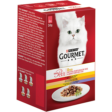Gourmet kattenvoer Mon Petit Duo vlees<br> 6 x 50 gr