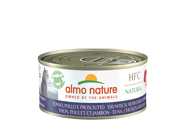 Almo Nature kattenvoer HFC Tonijn, Kip & Ham 150 gr